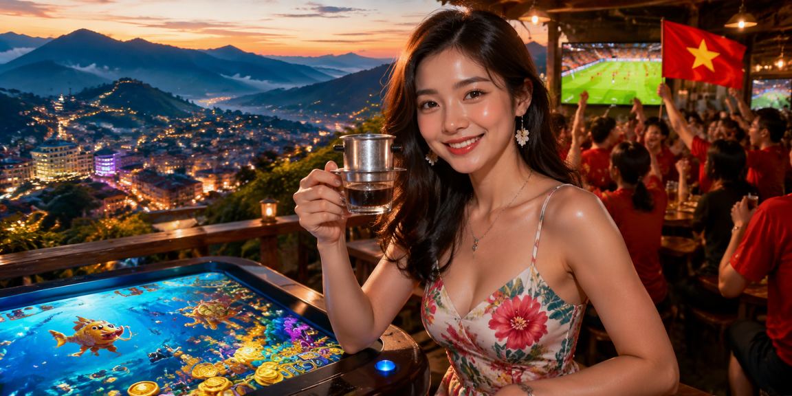 Không khí buổi sáng tại Sapa – người dùng thư giãn và theo dõi khuyến mãi trực tuyến qua điện thoại